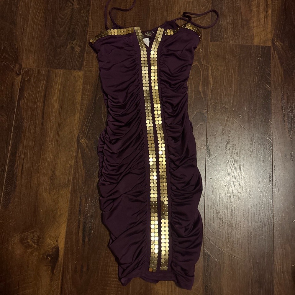 Baby Phat Plum Mini Dress with Gold detail Center